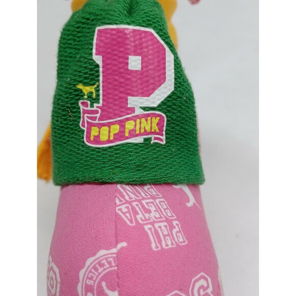 2 Victoria Secret Pink Mini Dog Stuffed Plush 7" Metallic Gold Phi Beta Pink - Picture 12 of 12
